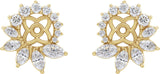 14K Gold Natural Diamond Accented Earring Jackets V - Yellow Gold - view 2