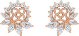 14K Gold Natural Diamond Accented Earring Jackets V - Rose Gold - view 2