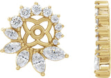 14K Gold Natural Diamond Accented Earring Jackets V - Yellow Gold