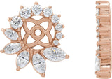 14K Gold Natural Diamond Accented Earring Jackets V - Rose Gold