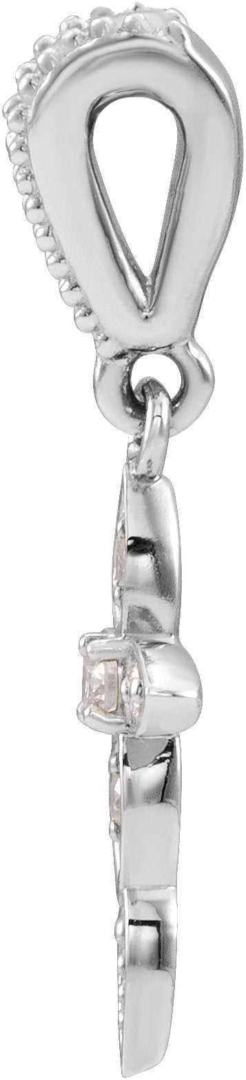 Platinum Round Natural Diamond Vintage-Inspired Cross Necklace or Pendant - view 2