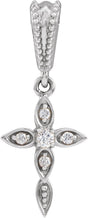 Platinum Round Natural Diamond Vintage-Inspired Cross Necklace or Pendant