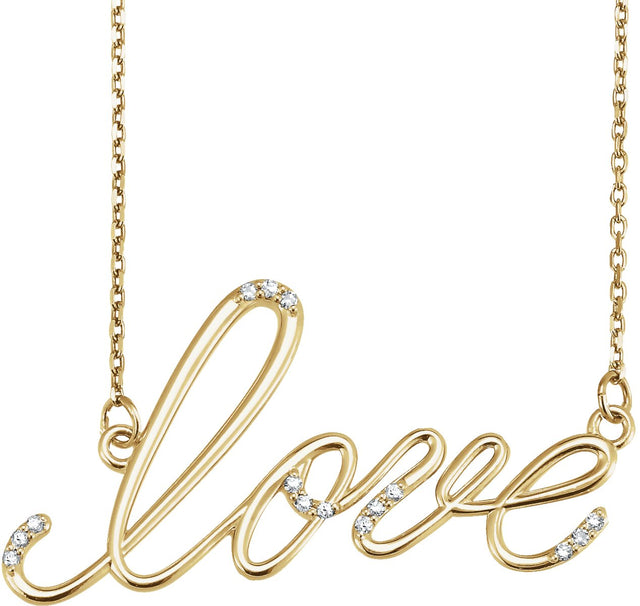 14K Gold Accented "Love" Necklace - Yellow Gold