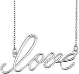 14K Gold Accented "Love" Necklace - White Gold