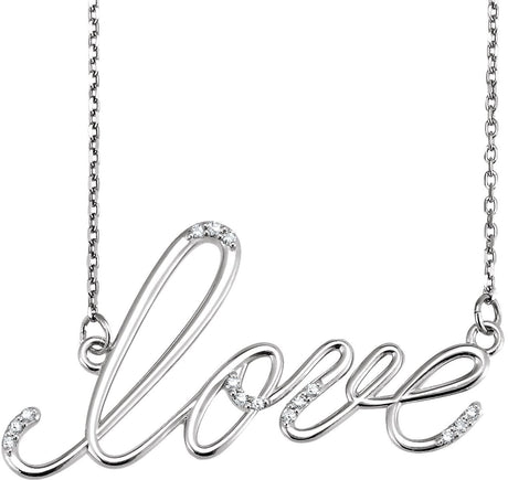 14K Gold Accented "Love" Necklace - White Gold