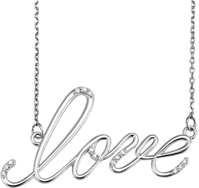 14K Gold Accented "Love" Necklace - White Gold