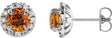Platinum Round Natural Citrine French-Set Halo-Style Earrings