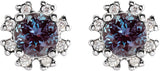 Platinum Lab-Grown Alexandrite Round 4-Prong Halo-Style Earrings - view 2