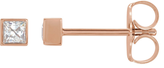 14K Gold Lab-Grown Diamond Square Bezel-Set Stud Earrings - Rose Gold