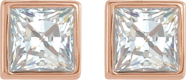 14K Gold Lab-Grown Diamond Square Bezel-Set Stud Earrings - Rose Gold - view 2