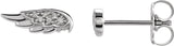 Platinum Round Natural Diamond Accented Angel Wing Earrings