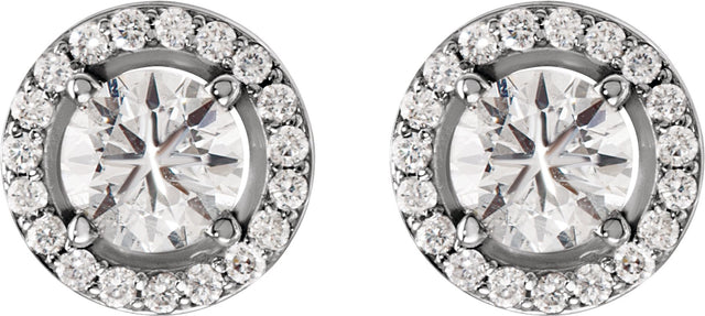 Platinum Natural Diamond Round 4-Prong Halo-Style Earrings – 3.4-6.5mm Stones - view 2