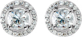 14K Gold Lab-Grown Diamond Round 4-Prong Halo-Style Earrings - White Gold - view 2