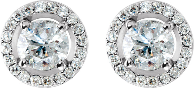 Platinum Natural Diamond Round 4-Prong Halo-Style Earrings – 3.4-6.5mm Stones - view 2