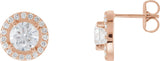14K Gold Lab-Grown Diamond Round 4-Prong Halo-Style Earrings - Rose Gold