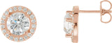 14K Gold Lab-Grown Diamond Round 4-Prong Halo-Style Earrings - Rose Gold
