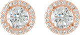 14K Gold Natural Diamond Round 4-Prong Halo-Style Earrings – 3.4-6.5mm Stones - Rose Gold - view 2