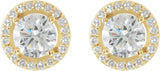 14K Gold Lab-Grown Diamond Round 4-Prong Halo-Style Earrings - Yellow Gold - view 2