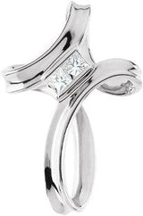 14K Gold Square Natural Diamond Accented Cross Pendant - White Gold