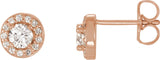 14K Gold Lab-Grown Diamond Round 4-Prong Halo-Style Earrings - Rose Gold
