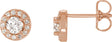14K Gold Natural Diamond Round 4-Prong Halo-Style Earrings – 3.4-6.5mm Stones - Rose Gold