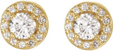 14K Gold Lab-Grown Diamond Round 4-Prong Halo-Style Earrings - Yellow Gold - view 2