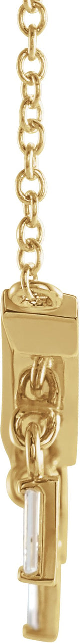 14K Gold Round Natural Diamond V Bar Necklace - Yellow Gold - view 2