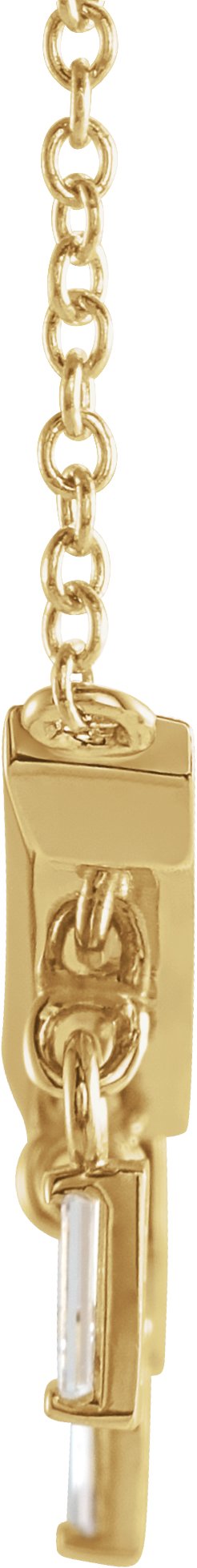 14K Gold Round Natural Diamond V Bar Necklace - Yellow Gold - view 2