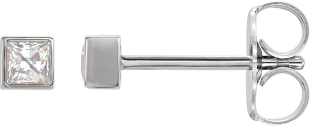 14K Gold Lab-Grown Diamond Square Bezel-Set Stud Earrings - White Gold