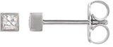 Platinum Natural Diamond Square Bezel-Set Stud Earrings