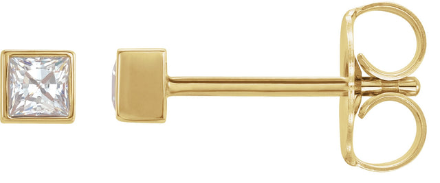 14K Gold Lab-Grown Diamond Square Bezel-Set Stud Earrings - Yellow Gold