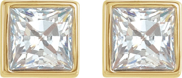 14K Gold Lab-Grown Diamond Square Bezel-Set Stud Earrings - Yellow Gold - view 2
