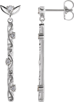 Platinum Round Natural Diamond Vintage-Inspired Earrings