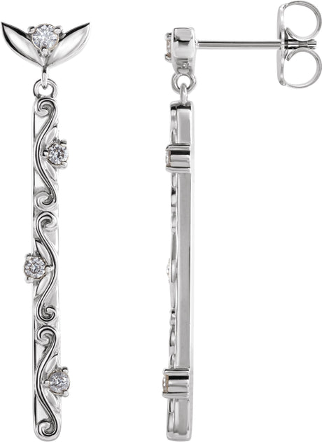 Platinum Round Natural Diamond Vintage-Inspired Earrings