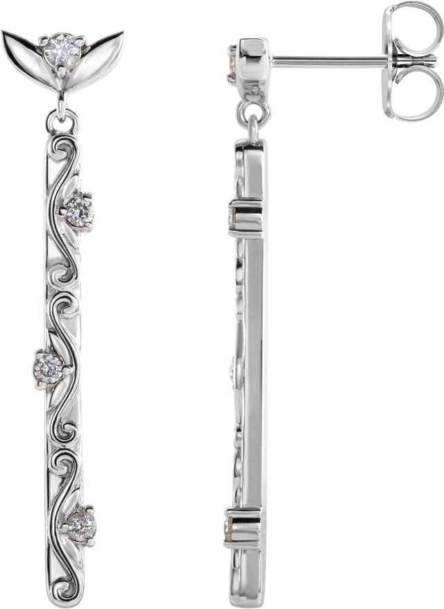 Platinum Round Natural Diamond Vintage-Inspired Earrings
