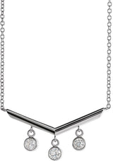 Platinum Round Natural Diamond V Bar Necklace