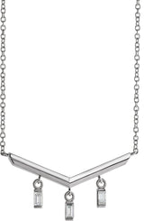 Platinum Round Natural Diamond V Bar Necklace