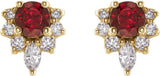 14K Gold Round Natural Mozambique Garnet Accented Earrings - Yellow Gold - view 2