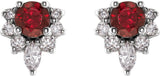 Platinum Round Natural Mozambique Garnet Accented Earrings - view 2