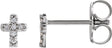 14K Gold Round Natural Diamond Youth Cross Earrings - White Gold