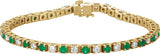 14K Gold Round Natural Emerald Line Bracelet - Yellow Gold