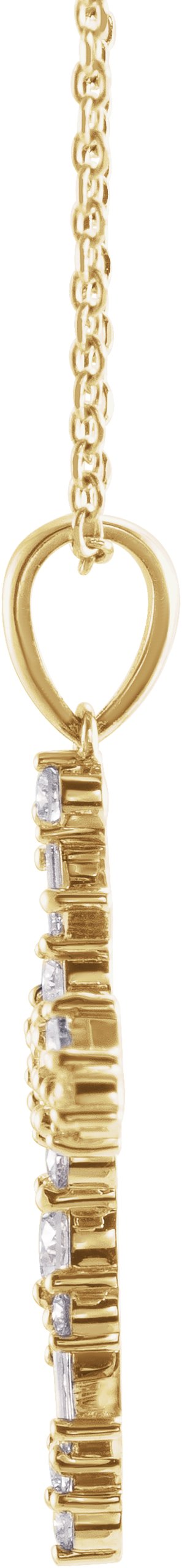 14K Gold Natural Diamond Scattered Cross Necklace or Pendant - Yellow Gold - view 2