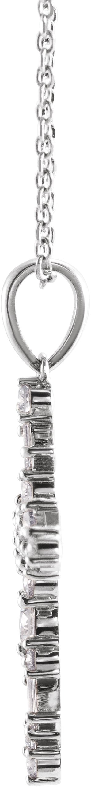 Platinum Natural Diamond Scattered Cross Necklace or Pendant - view 2