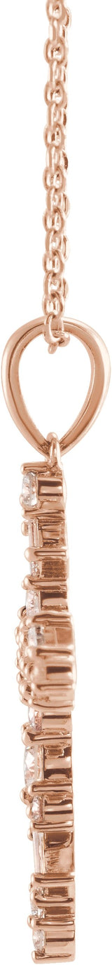 14K Gold Natural Diamond Scattered Cross Necklace or Pendant - Rose Gold - view 2