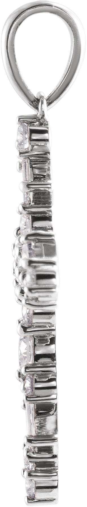 Platinum Natural Diamond Scattered Cross Necklace or Pendant - view 2