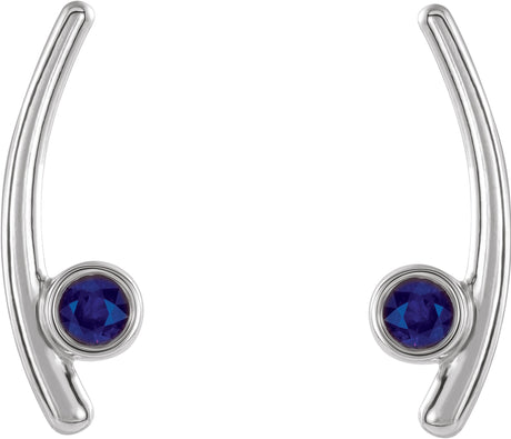 Platinum Round Lab-Grown Alexandrite Bezel-Set Ear Climbers - view 2