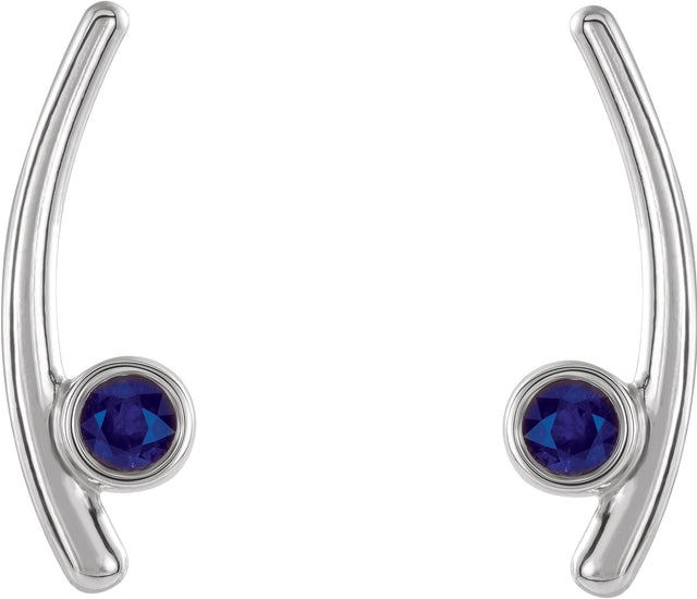 Platinum Round Lab-Grown Alexandrite Bezel-Set Ear Climbers - view 2