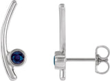 Platinum Round Lab-Grown Alexandrite Bezel-Set Ear Climbers
