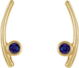 14K Gold Round Lab-Grown Alexandrite Bezel-Set Ear Climbers - Yellow Gold - view 2