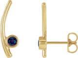 14K Gold Round Lab-Grown Alexandrite Bezel-Set Ear Climbers - Yellow Gold